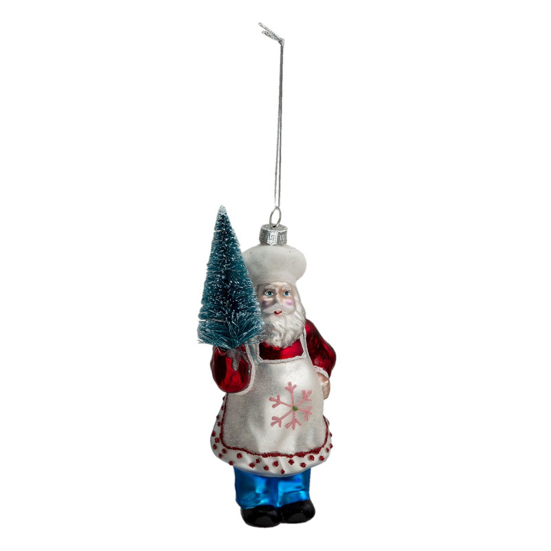 Vánoční ozdoba Santa se stromečkem - Ø 9*5*16cm