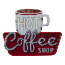 Kovová cedule Hot Coffee Shop - 38*48 cm