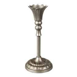 Stříbrný antik kovový svícen - Ø 13*28 cm