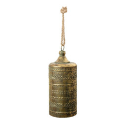 Zlatý antik kovový závěsný zvon Tallis - Ø 13*31 cm